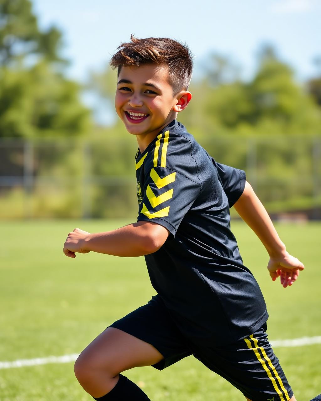 Youth athlete wearing Hummel sportswear